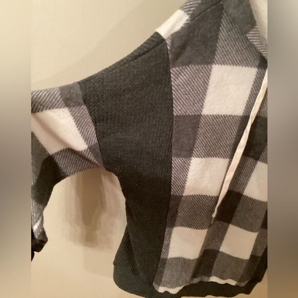 WHITE BIRCH SIZE LARGE GRAY BUFFALO PLAID LIGHTWEIGHT PULLOVER HOODIE SWEATER - Picture 4 of 6